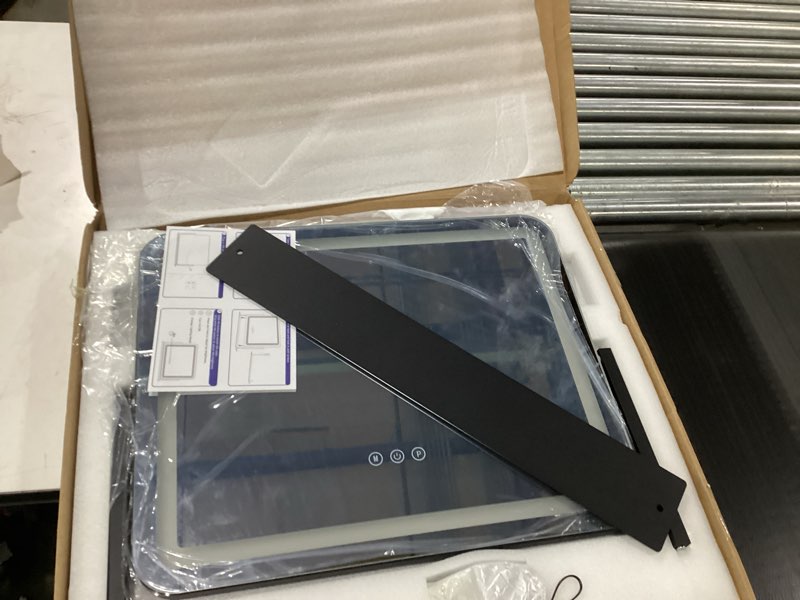 Condition photo showing New/Like New for ROLOVE 22x17 Inch Lighted Vanity Mirror with Dimmable LED Lights - 3 Color Modes, Smart Touch Control & 360° Rotating Base - Desk Makeup Mirror (Black) Black 22"L x 17"W