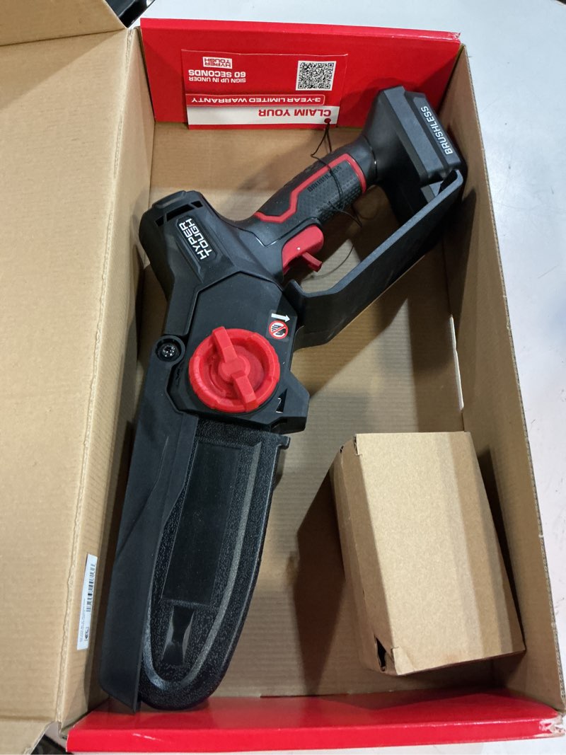 Condition photo showing Good Condition for hyper tough 6" 20v brushless cordless pruner saw with 20v max 2.0ah battery and charging cable