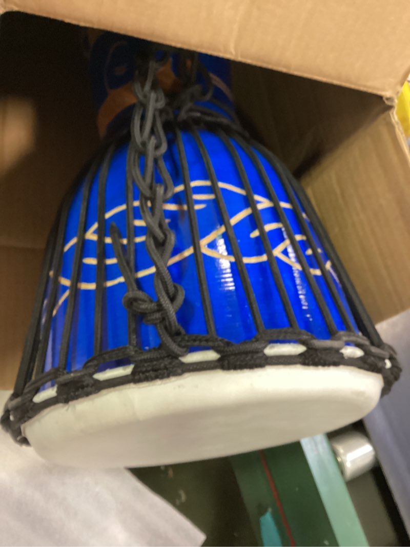 Condition photo showing Good Condition for Djembe Drum,10'' x 20'' African Drum Carved of Mahogany Goatskin Hand Drums for Adults Beginner (Blue)