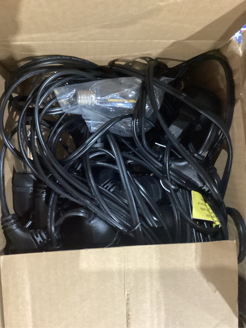 Condition photo showing As Is for addlon led outdoor string lights 48ft with edison vintage shatterproof bulbs and commercial grade weatherproof strand - etl listed decorative lights for patio garden black 48ft