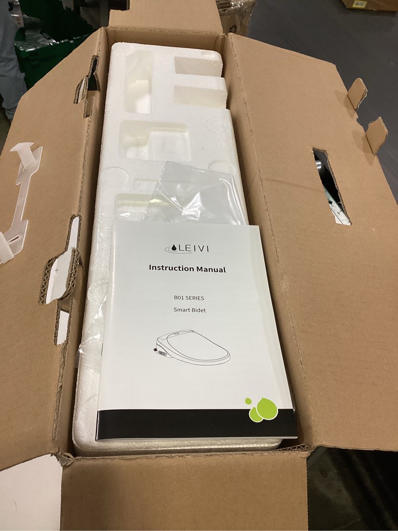 Condition photo showing New/Like New for LEIVI Electric Bidet Toilet Seat with Wireless Remote and Side Panel, Multiple Spray Modes, Adjustable Heated Seat, Warm Water and Air Dryer, Auto LED Nightlight, Round Silver Round