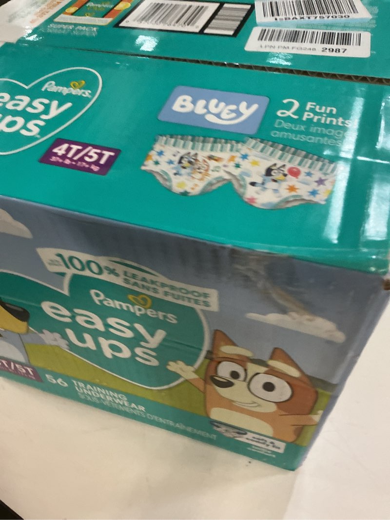 Condition photo showing New/Like New for Pampers Training Pants - Easy Ups Boys & Girls Bluey - Size 4T-5T, 56 Count, Children's Potty Underwear (Packaging May Vary) 4T-5T 56