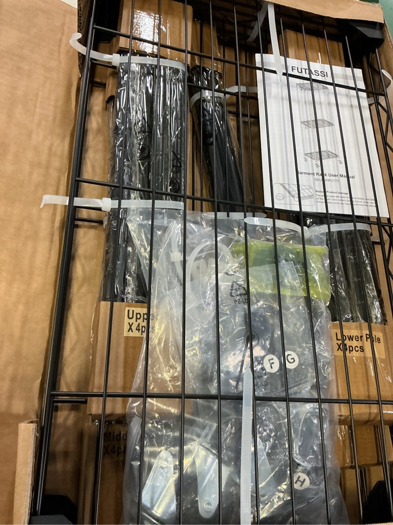 Condition photo showing New/Like New for futassi p3 mini rolling clothes rack, clothing racks for hanging clothes, heavy duty garment rack with wheels, freestanding portable closet racks 23.6'' w x 14'' d x 78.5'' h, max load 430 lbs, black black p3 mini