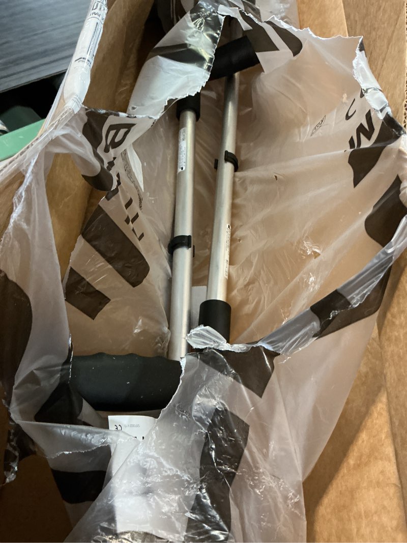 Condition photo showing Good Condition for pepe mobility forearm crutches for adults (x2 units) open cuff, adjustable height, aluminium, lightweight elbow crutches, made in europe black