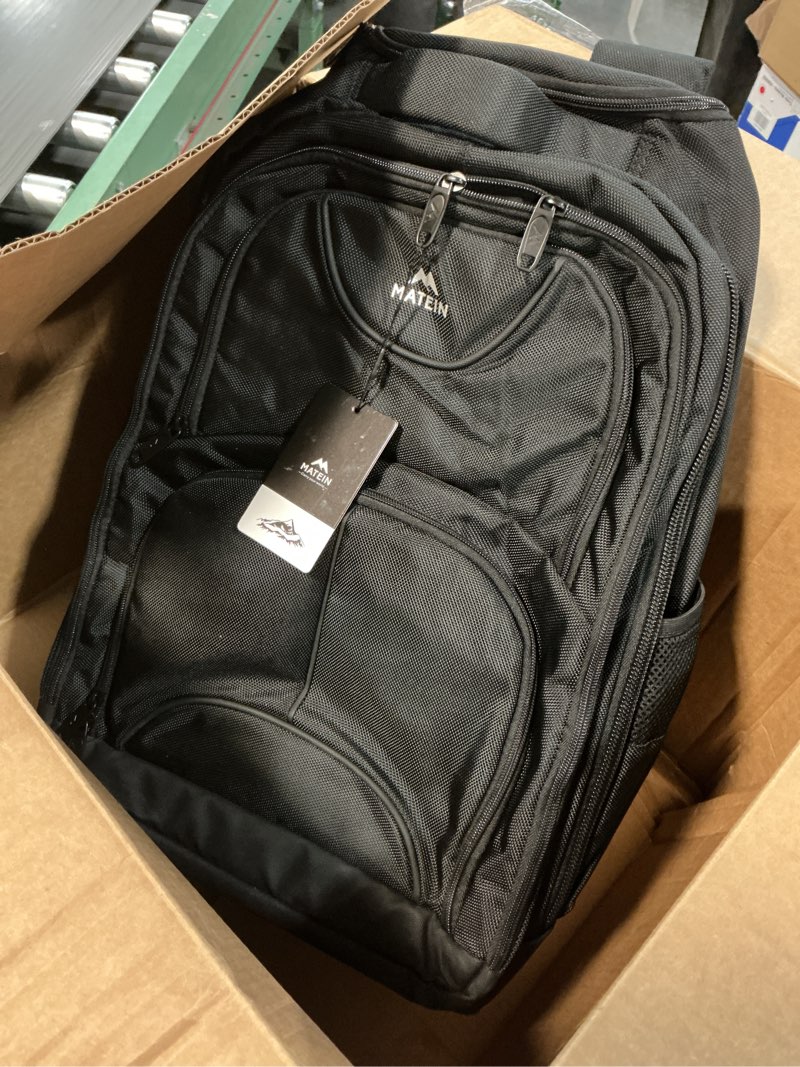 Condition photo showing Good Condition for MATEIN Rolling Backpack, 17 inch Water Resistant Wheeled Laptop Backpack, Carry on Luggage Business Bag, Overnight College Computer Bag Trolley Suitcase for Men Women Adults to Travel, Black 17-inch Black