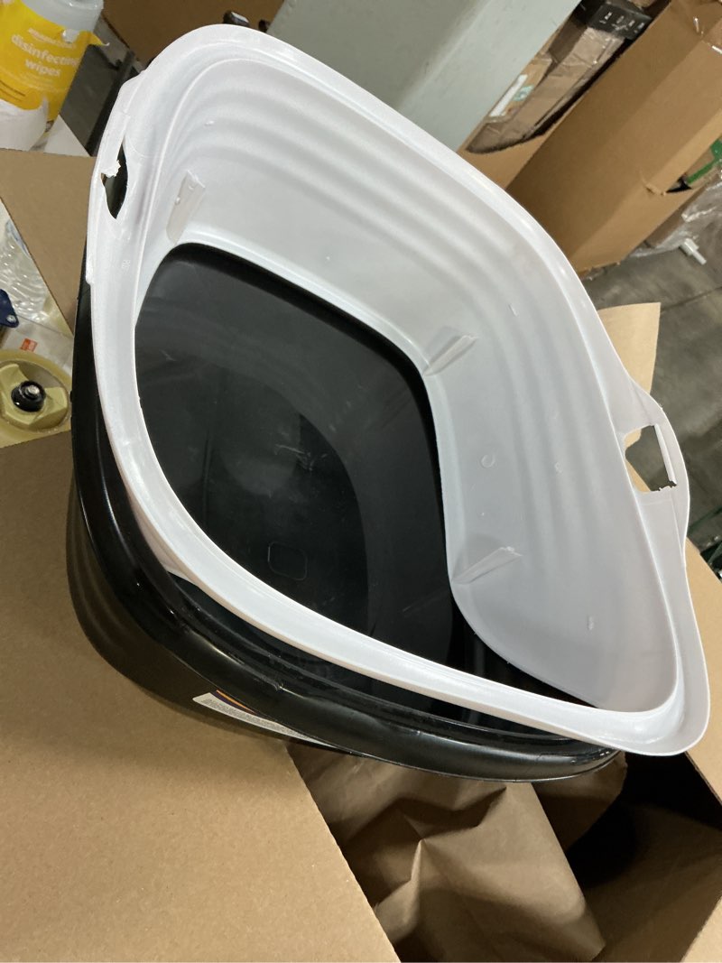 Condition photo showing Good Condition for Arm & Hammer Rimmed Cat Litter Box with High Sides and Microban, Made in USA Pearl White/ Dark Gray Standard