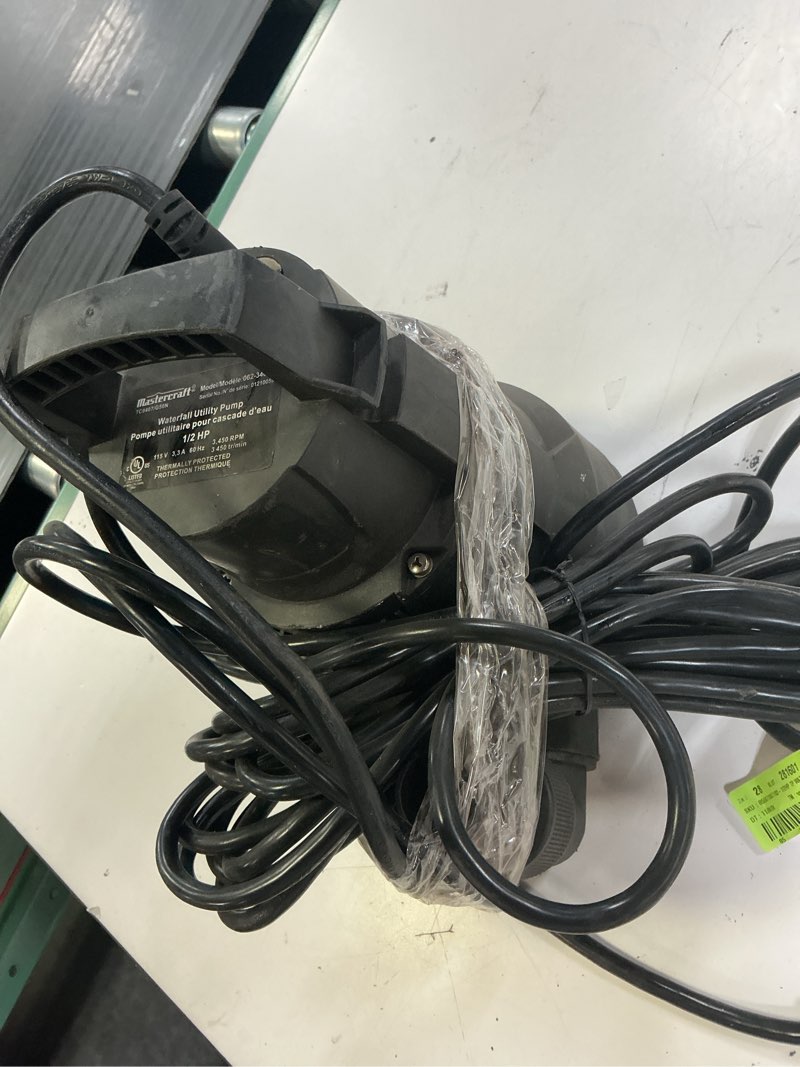 Condition photo showing As Is for mastercraft waterfall utility pump 1/2 hp