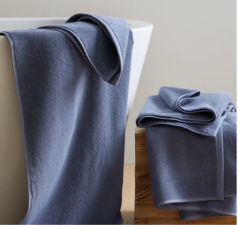 Turkish Ribbed Quick Dry Bath Towel (Set of 2) blue