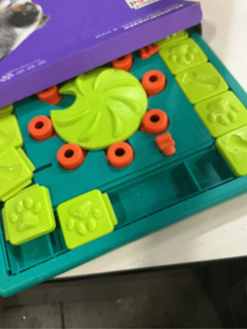 Condition photo showing As Is for Outward Hound by Nina Ottosson Multipuzzle Level 4 Expert Dog Treat Puzzle for Enrichment, Blue Multipuzzle (Green)