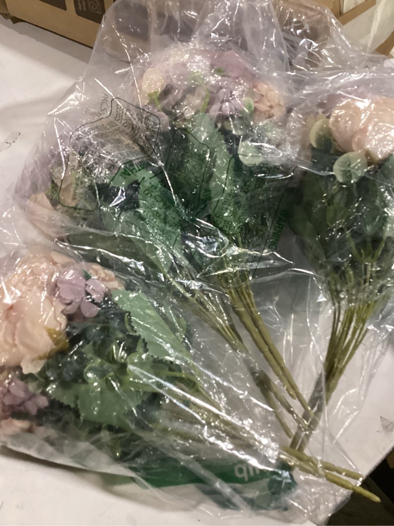 Condition photo showing As Is for 8 Pack Artificial Peony Flowers, Silk Peonies Flowers Fake Peonies Artificial Flowers Peonies Hydrangea Bouquet for Centerpiece Table Wedding Party Home Decor (8, Purple + Pink) Purple + Pink 8