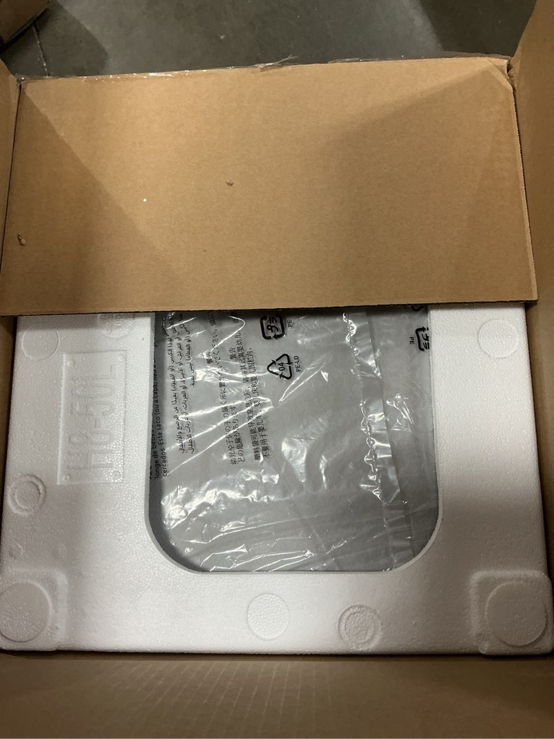 Condition photo showing New/Like New for Amazon Basics Smudge Resistant Rectangular Trash Can With Soft-Close Foot Pedal, Brushed Stainless Steel, 50 Liter/13.2 Gallon, Satin Nickel Finish, 16.7"L x 14.7"W x 25.9"H ['Satin Nickel'] ['50 Liter']