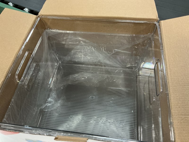 Condition photo showing Good Condition for ClearSpace Clear Plastic Storage Bins – XL 4 Pack Perfect for Kitchen,Fridge, Pantry Organization, Cabinet Organizers