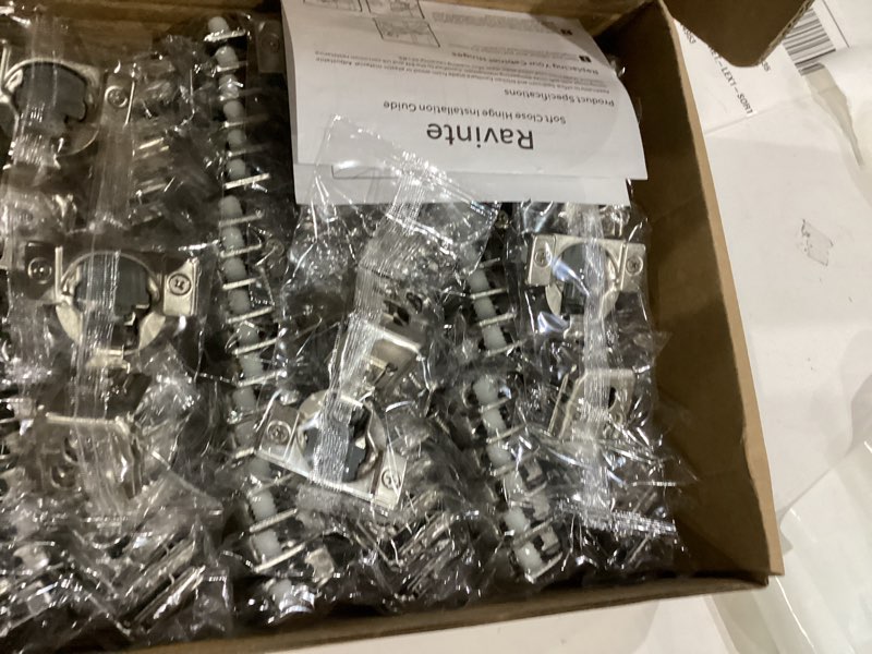 Condition photo showing New/Like New for Ravinte 60 Pack 30 Pairs 1-1/2 inch Overlay Soft Close Hinges for Kitchen Cabinet Hinges Satin Nickel Hidden Hinges Stainless Steel Concealed Hinge self Closing 60 1-1/2 inch Overlay