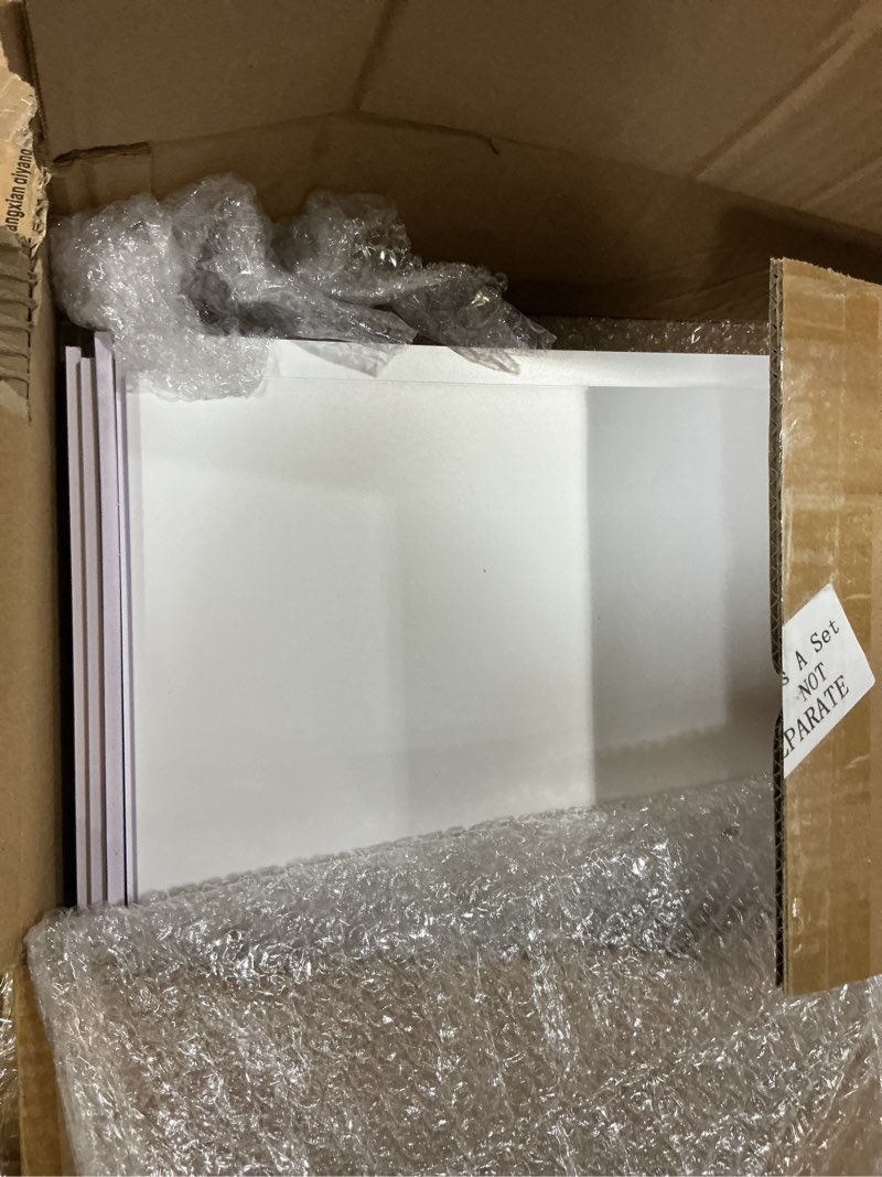 Condition photo showing As Is for hoolerry 5 pcs wire shelf covers foamed pvc wire rack covers for removable closet (not wood) pantry shelves for cabinet bathroom kitchen shelving decoration(white,28x16 inch) 28x16 inch white
