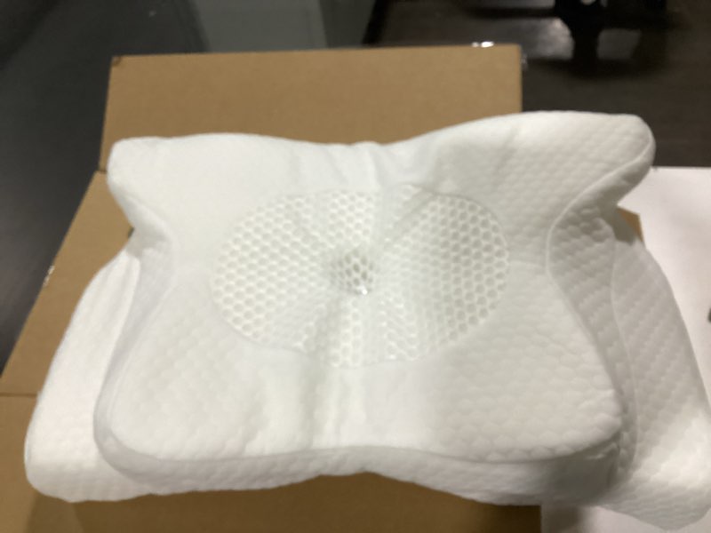 Condition photo showing Good Condition for  Similar to photo White Emircey Clinical-Level Relief Cervical Neck Pillow for Sleeping, Ergonomic for Back Stomach Sleepers, Orthopedic Contour Memory Foam Pillow for Side Sleepers,Cooling Pillow for Neck Relief, white, King Gray King