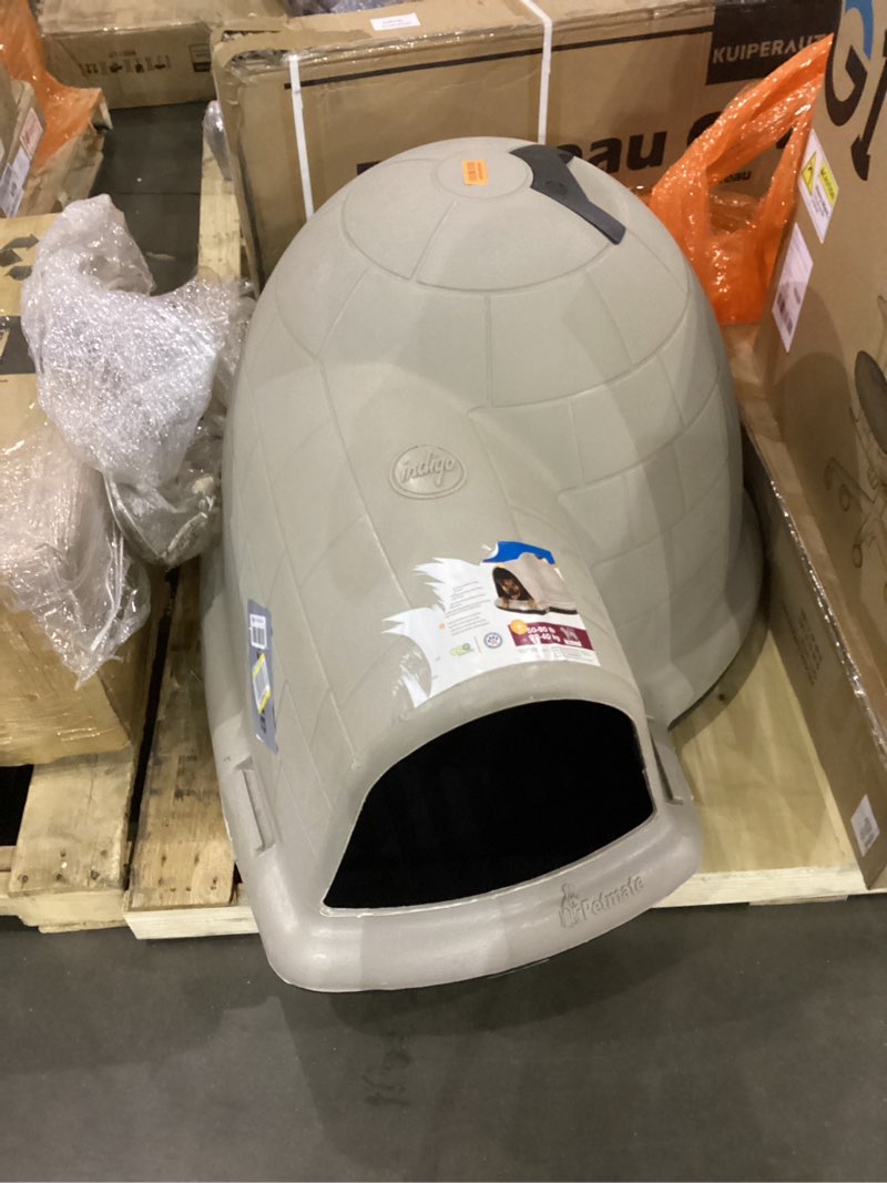 Condition photo showing item condition for Petmate Large Dog House Outdoor Weatherproof - Indigo Igloo Dog House, Made in USA, for Large Dogs 50 to 90 pounds, TAUPE/BLACK Large (50-90 lbs)