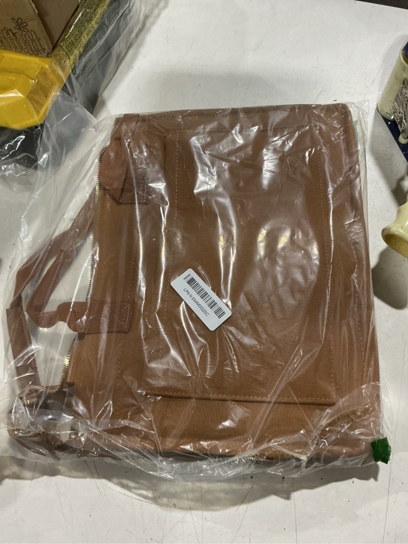 Condition photo showing Good Condition for zhmo canvas tote bag for women,women's bags crossbody bags work laptop tote bag large handbags purse for travel nurse teacher new upgrade brown with compartments and side cup holders