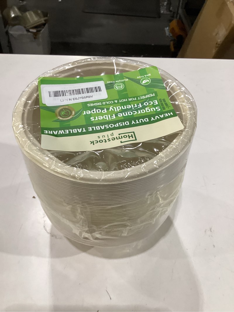 Condition photo showing New/Like New for homestockplus 32 oz deep disposable bowl, paper bowls disposable heavy duty compostable bowls, eco-friendly sugarcane bagasse biodegradable bowl for soup, salad, dessert [50 pack] natural 32 oz