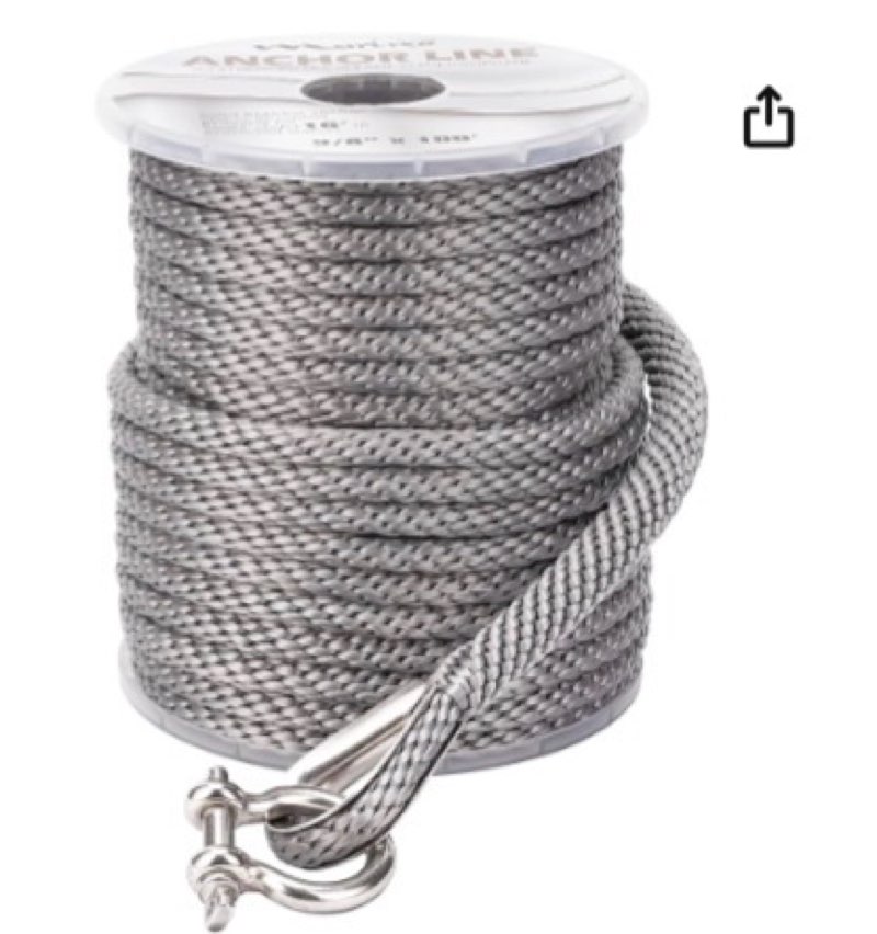 marine system made 3/8 inch 100ft 150ft premium solid braid mfp grey anchor line braided anchor rope