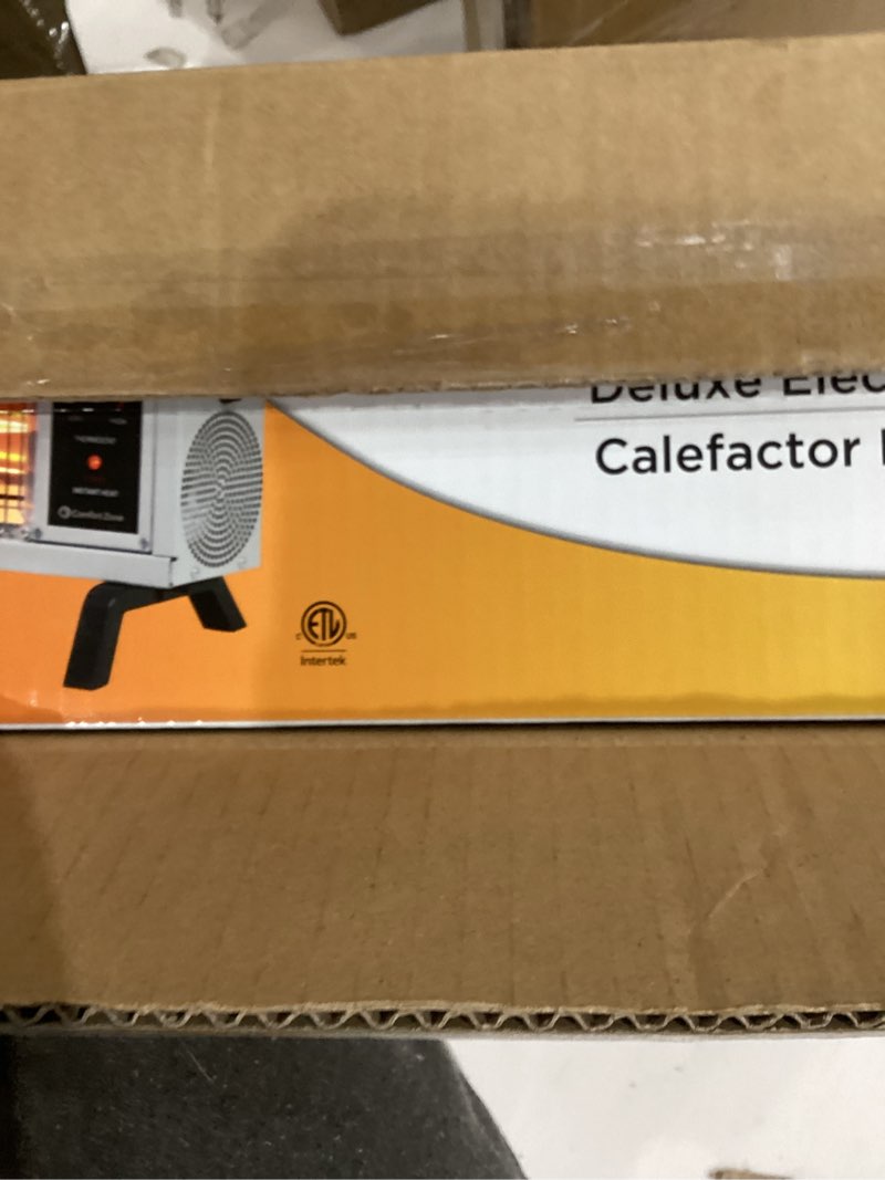 Condition photo showing As Is for Comfort Zone Portable Indoor Radiant Space Heater, 1500 watts, Adjustable Thermostat, All Metal Body, Wire Element, Overheat Protection, Radiant Heat, Ideal for Home, Garage, or Workshop, White