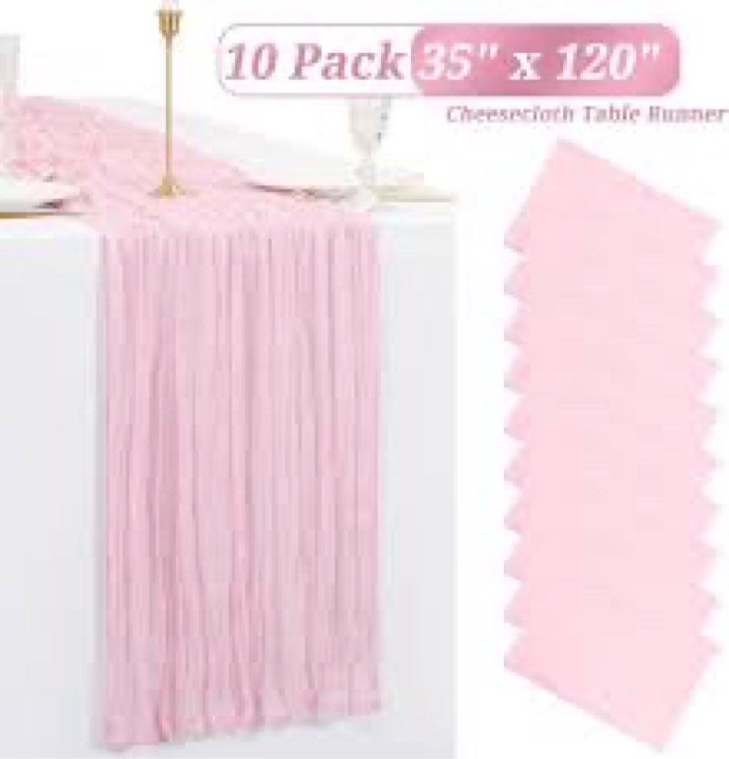 10 pack light pink cheesecloth table runner 10ft boho gauze fabric table runner vintage rustic sheer