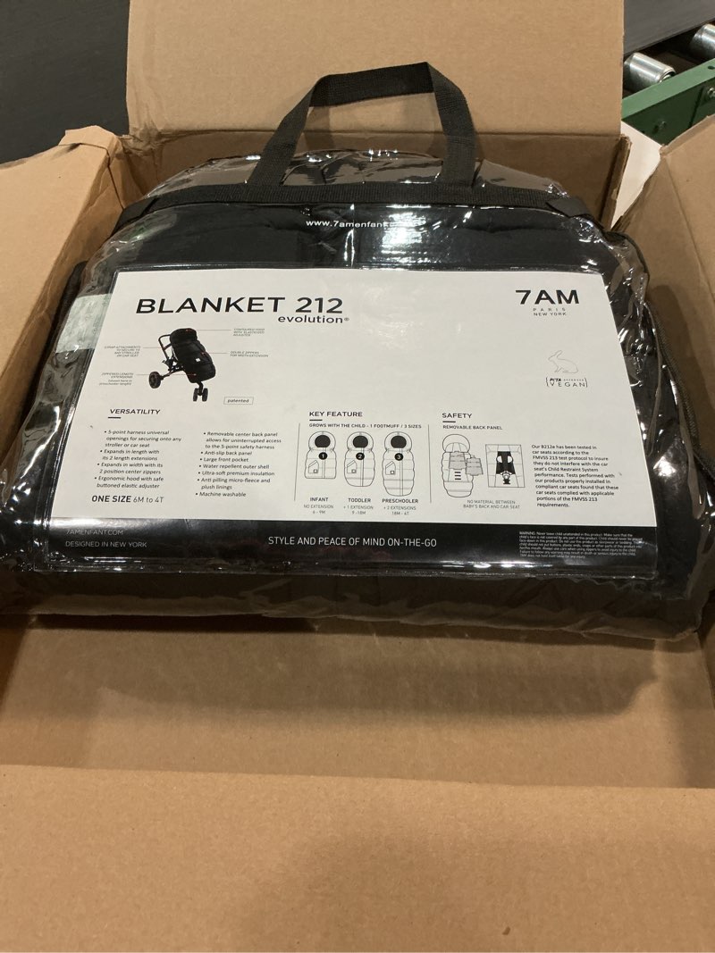 Condition photo showing Good Condition for 7am enfant stroller blanket 212 - adjustable baby car seat zipped blanket for babies winter, unisex multi purpose fleece lined warm hooded toddler footmuff water repellent | (6m - 4t) black plush