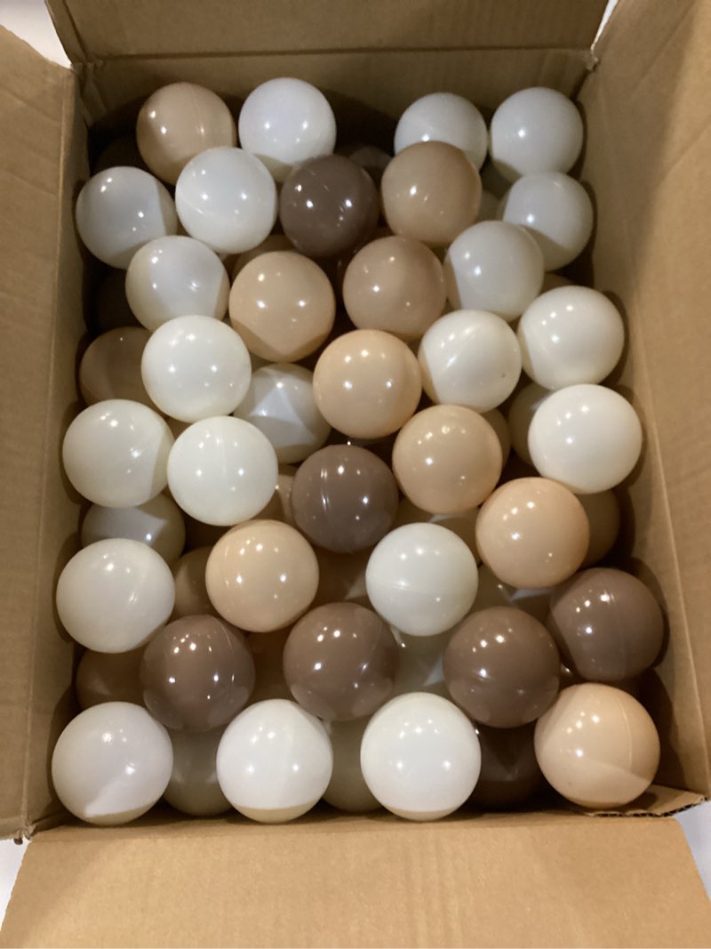 Condition photo showing As Is for gogoso ball pit balls for toddlers phthalate-free bpa-free non-toxic crush proof soft plastic play balls baby kids shape tent pool playhouse playpen party decor,coffee brown beige,100pcs cofee colors 100 balls