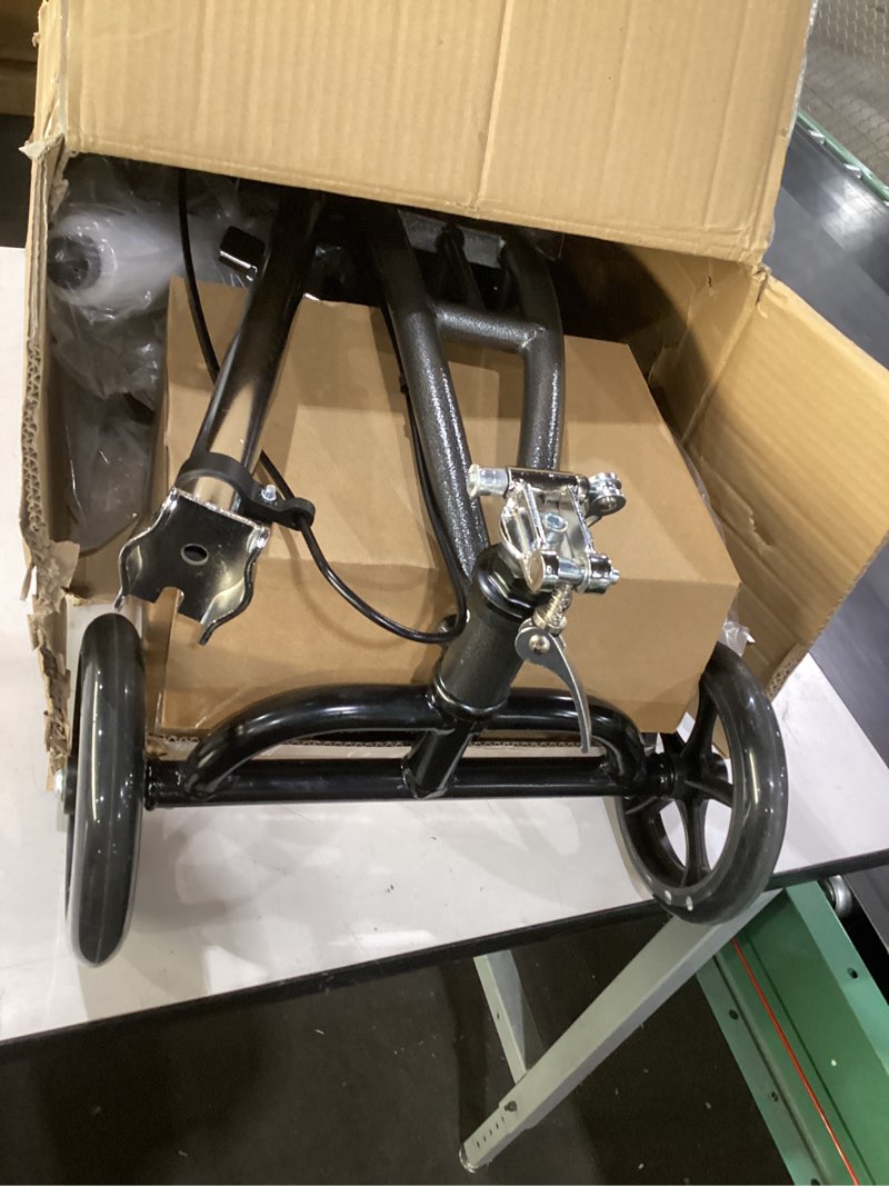Condition photo showing Good Condition for drive medical 796 adjustable height steerable knee walker knee scooter leg walker crutch alternative, dual pad with basket and hand brake 350 pound weight cap