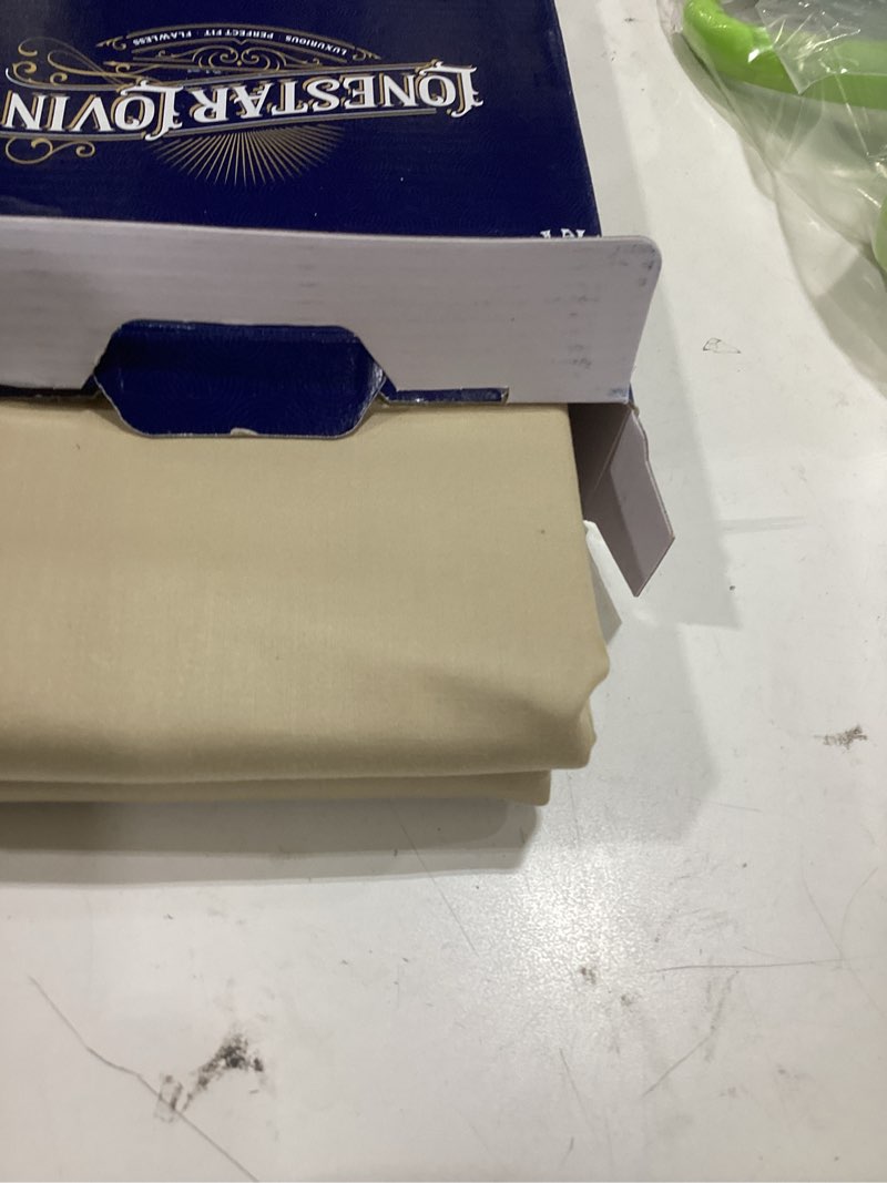 Condition photo showing Good Condition for texas linen co. luxury egyptian cotton king sand pillow cases set of 2-1000 series lonestar lovin' collection pillowcases for sleeping, cooling pillow cover, extra long staple hotel pillow cases king pillowcases sand