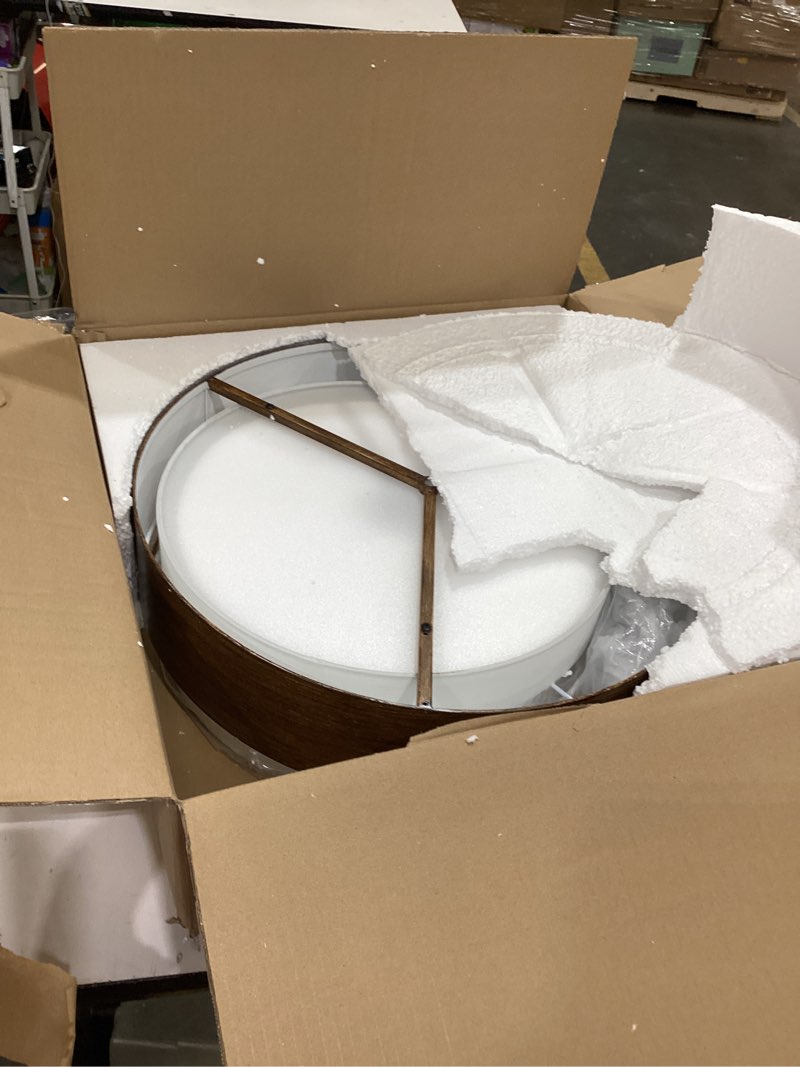 Condition photo showing New/Like New for round led flush mount ceiling light, black metal lamp with acrylic shade, 3-color changeable, circular fixture, contemporary nordic style for bedroom, kitchen, hallway