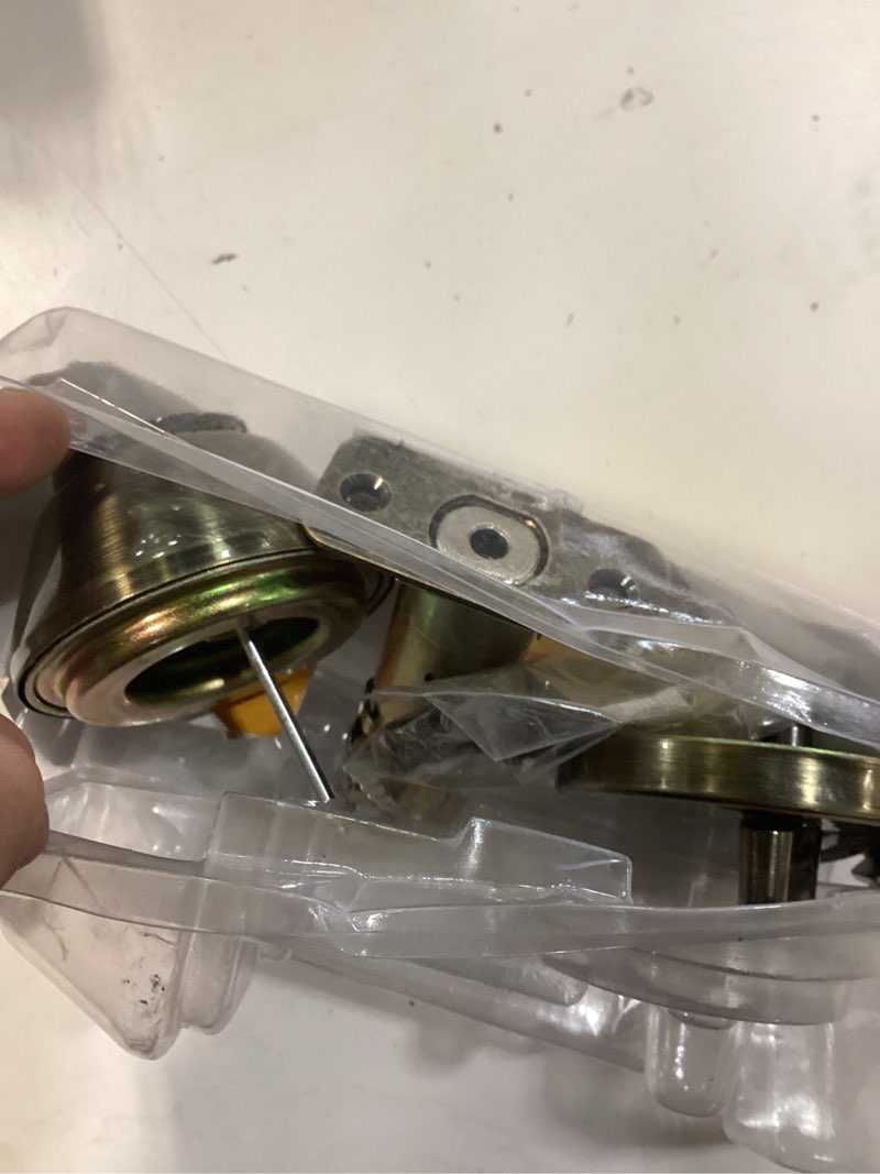 Condition photo showing As Is for reliabilt antique brass single cylinder deadbolt