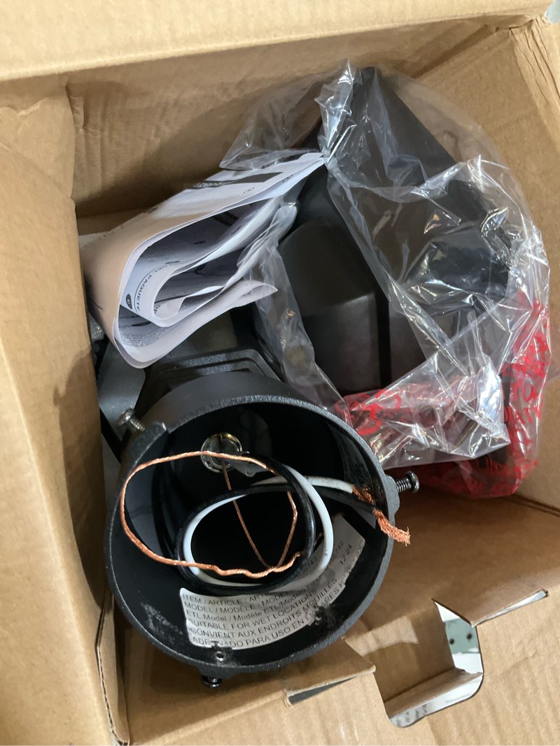 Condition photo showing As Is for project source steinbeck 14.92-in sand black traditional outdoor light post lantern