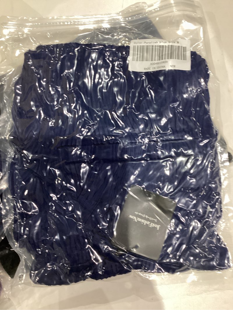 Condition photo showing New/Like New for JUSTFASHIONNOW Fall Long Sleeve Shirts for Women Blouses Dressy Casual Square Neck Puff Sleeve Tops Textured Knit T Shirts Navy Blue Medium