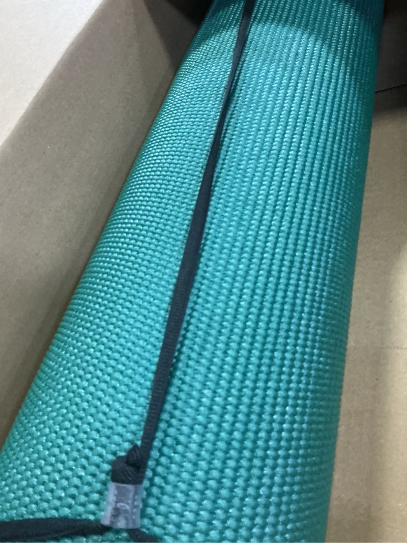 Condition photo showing Good Condition for gaiam essentials 1/4" thin (6mm) yoga & pilates, fitness & exercise mat with easy-cinch carrier strap cusion support for fitness and gym workouts green 1/4" (6mm)
