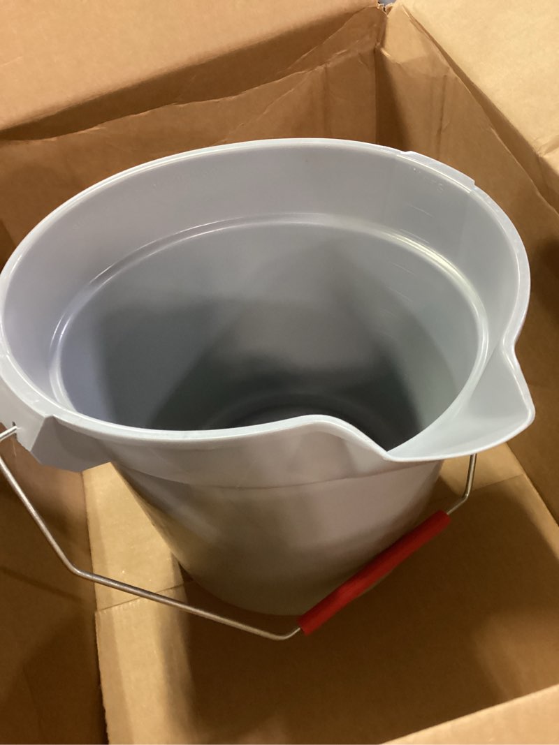 Condition photo showing Good Condition for Rubbermaid Commercial Products Brute Heavy-Duty Round Bucket, 10-Quart/2.5 Gallon, Gray, Corrosive-Resistant Pail with Handle for Professional/Janitorial Cleaning and Material Transport, Pack of 12 Gray 2.5 Gallon Multi Pack