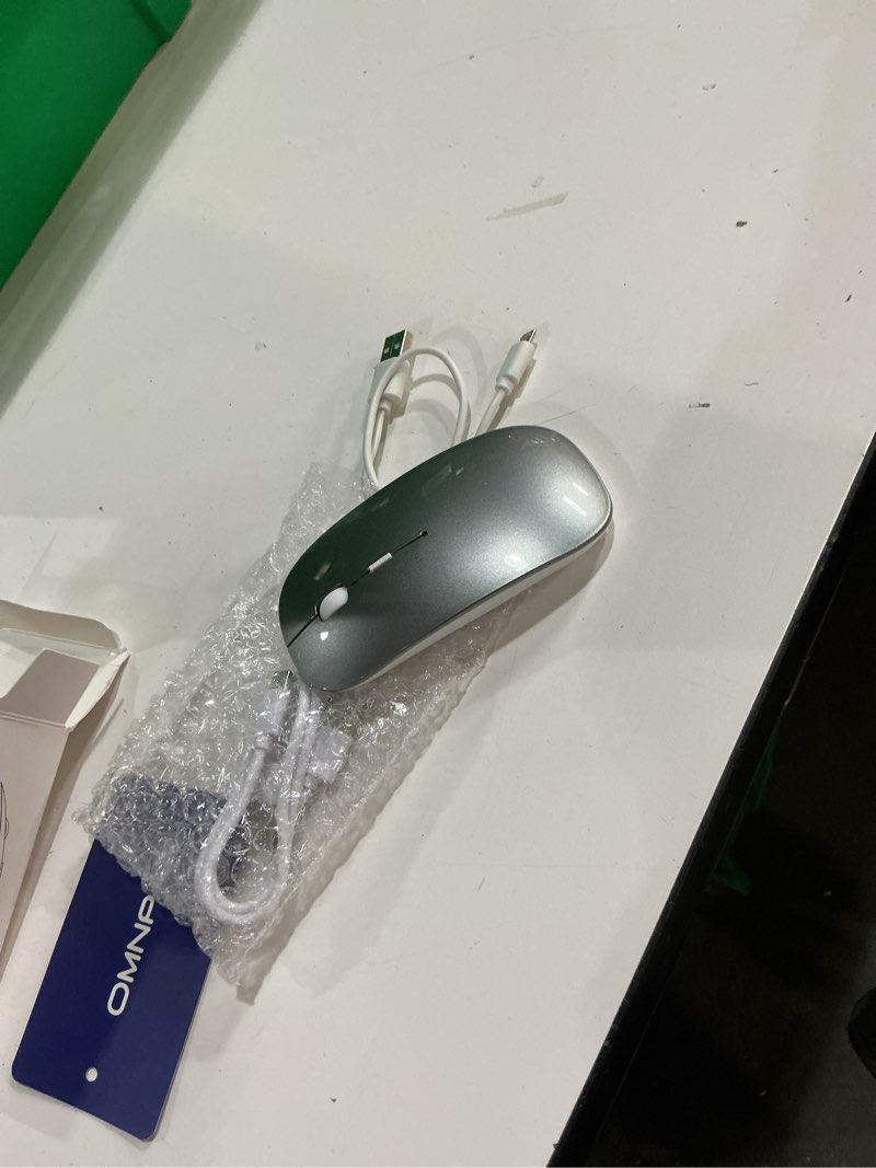Condition photo showing New/Like New for wireless mouse for macbook air ipad pro mac pc, slim bluetooth rechargeable computer mice, 2 mode bluetooth 5.2/3.0 & 2.4g usb type-c receiver optical jiggler mouse for keep computer awake grey wireless bluetooth mouse (grey)