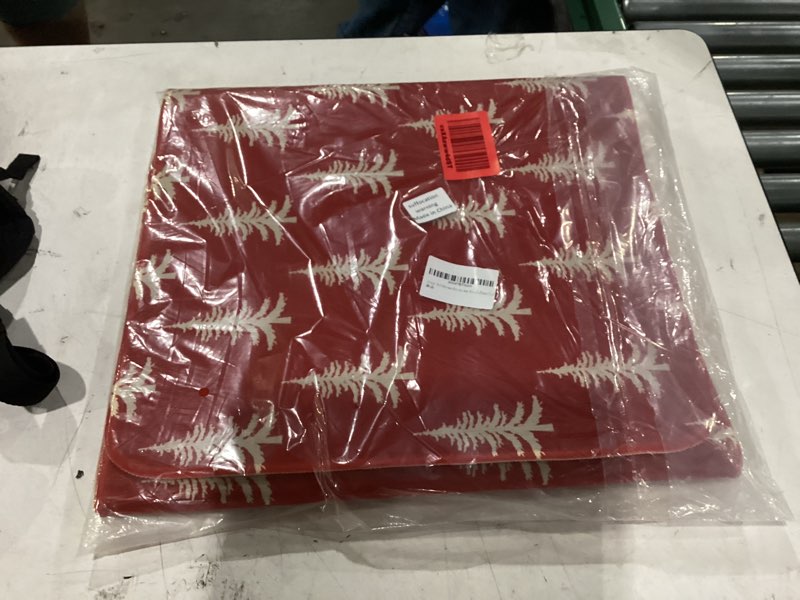 Condition photo showing New/Like New for red christmas kitchen mats set of 2 cream xmas tree print winter holiday kitchen rugs for floor home decor low-profile mats,17x29 and 17x47 inch red christmas tree