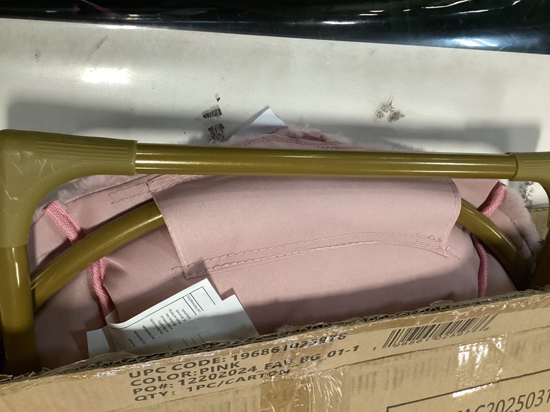 Condition photo showing As Is for Flash Furniture Gwen Kids Cozy Mini Folding Saucer Chair - Blush Faux Fur Moon Chair - Soft Gold Metal Frame - 23" Portable Folding Chair For Living Room or Bedroom Blush/Soft Gold