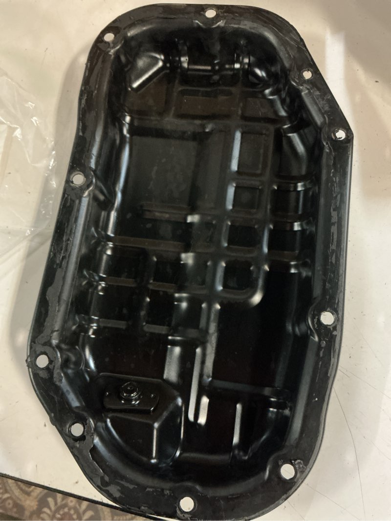 Condition photo showing As Is for lower engine oil pan with drain plug for nissan 350z/370z 2007-2020, for infiniti ex35/ex37/fx35/fx37/g35/g37/m35/m37/q40/q50/q60/q70/q70l/qx50/qx70 2008-2020, 3.5l 3.7l oe# 264-566