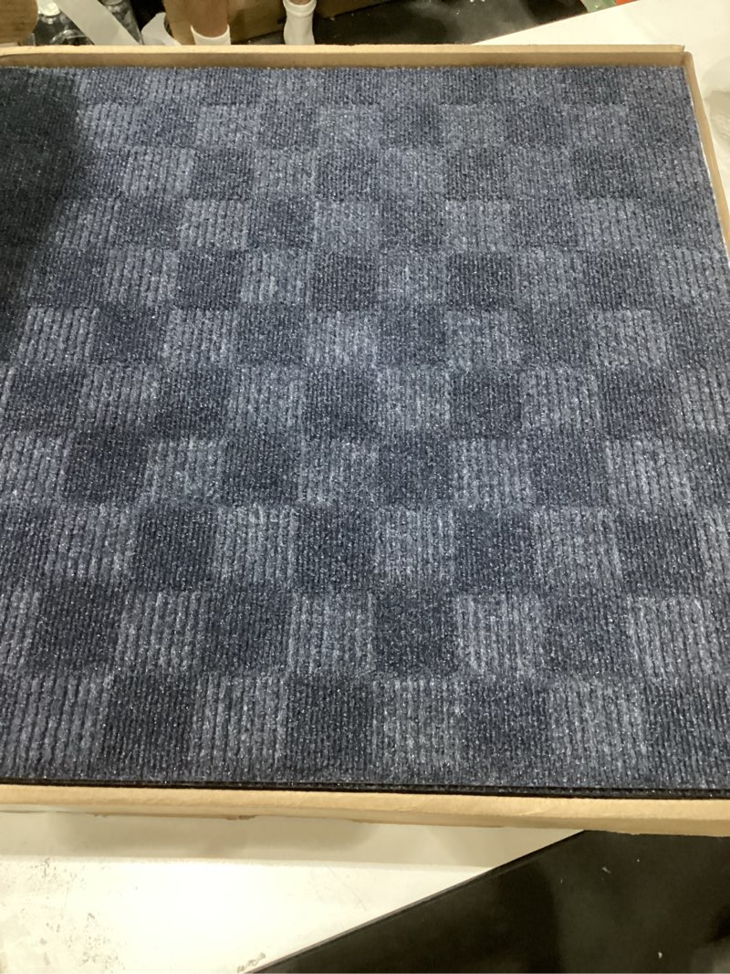 Condition photo showing New/Like New for 24"x 24" carpet tile peel and place - crochet (ocean blue) (60sq.ft.) 15 tiles 24"x24" ocean blue