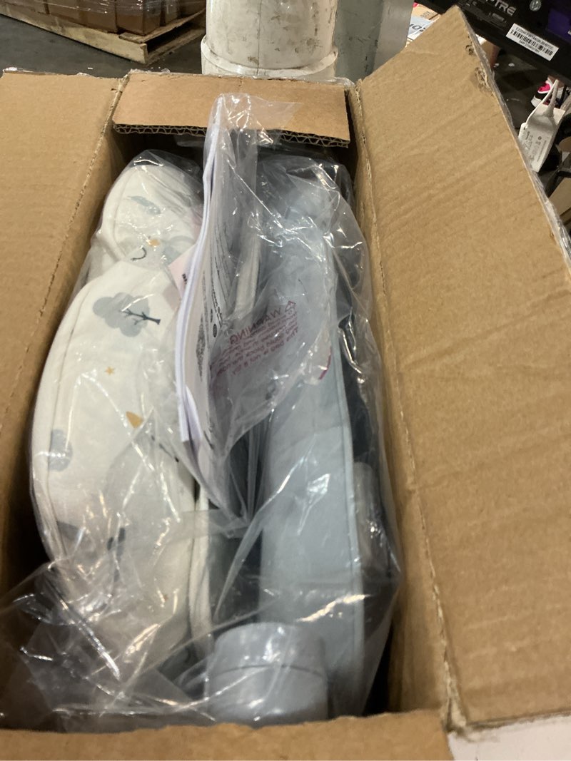 Condition photo showing Good Condition for dream on me munch n go booster seat for babies 6–36 months, 3-in-1 feeding, floor & table seat, adjustable 4 heights, lightweight portable design, 3-point safety harness, easy to fold & carry- grey light grey