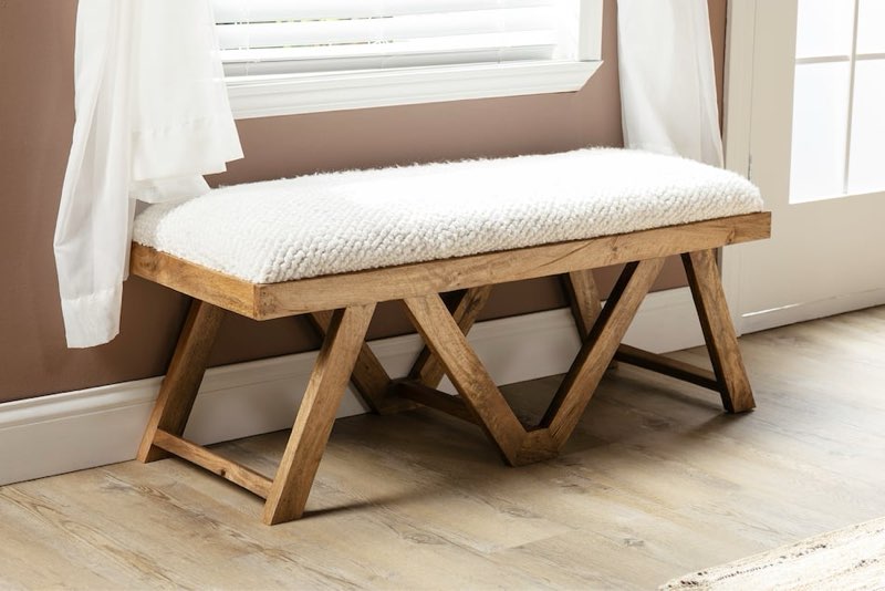 POWELL Benicio Brown Upholstered Bench