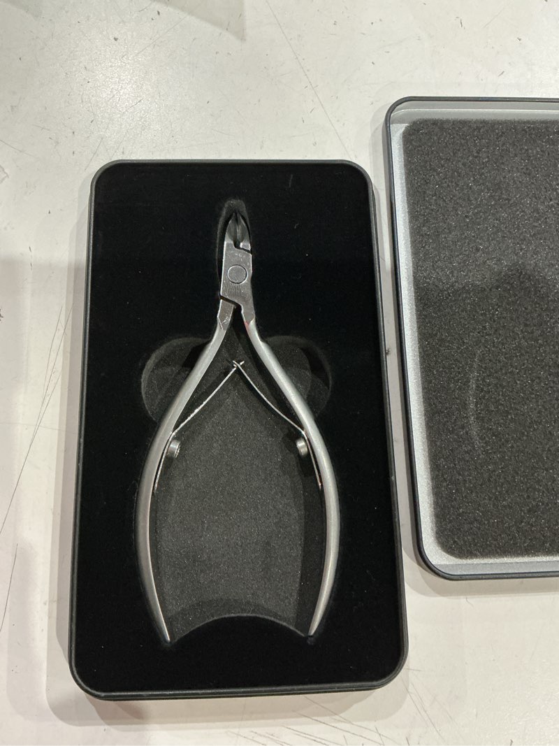 Condition photo showing Good Condition for cuticle trimmer 3/4 jaw extremely sharp cuticle nippers scissors stainless steel clippers cutter remover pedicure manicure nail tool, opove x7, space gray x7 nippers gray