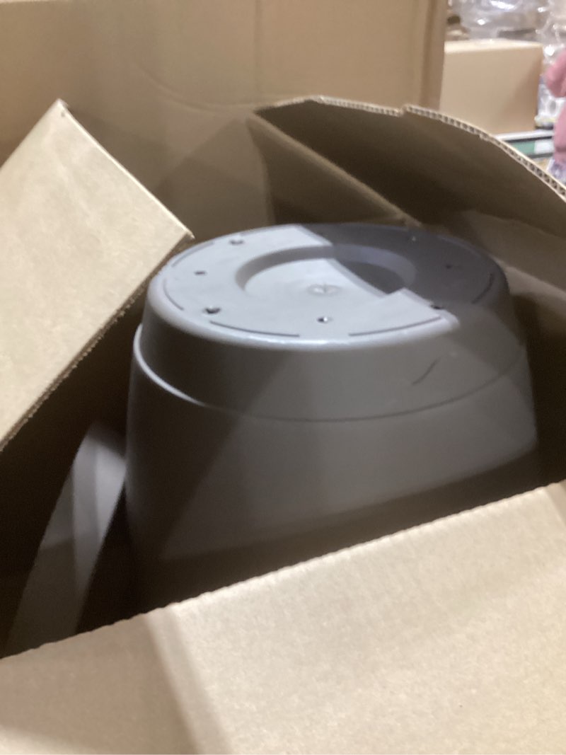 Condition photo showing As Is for The HC Companies 20 Inch Eclipse Round Planter Pots with Drainage Holes & Attached Saucer, Lightweight UV-Resistant Plastic Indoor & Outdoor Planters, 2-Pack Flower Pots, Garden Home Decor, Cappuccino Cappuccino 20" (Pack of 2)