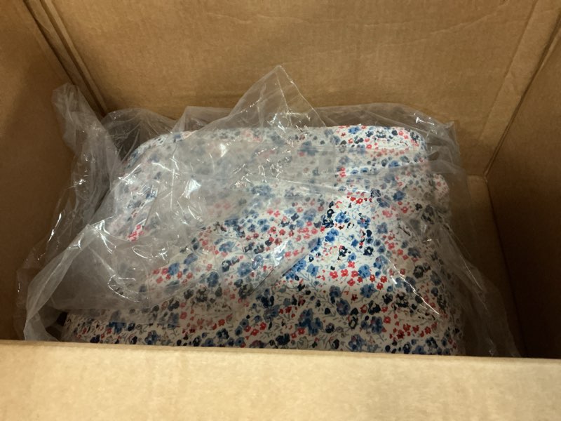 Condition photo showing Good Condition for Laura Ashley - Queen Comforter Set, Soft & Reversible Cotton Bed Set, 4 Piece Floral Bedding with Matching Pillowcases & Bonus Bed Skirt (Charlotte Blue)