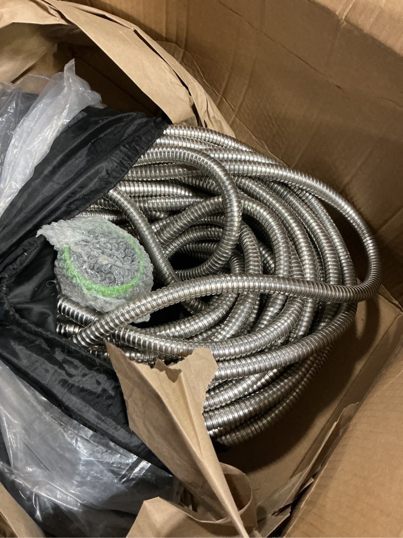 Condition photo showing Good Condition for 150ft metal garden hose 304-stainless steel flexible water hose - no kink & tangle heavy duty pipe with nozzle, durable 3/4 metal fittings and valve - rust proof puncture proof for yard lawn silver 150ft