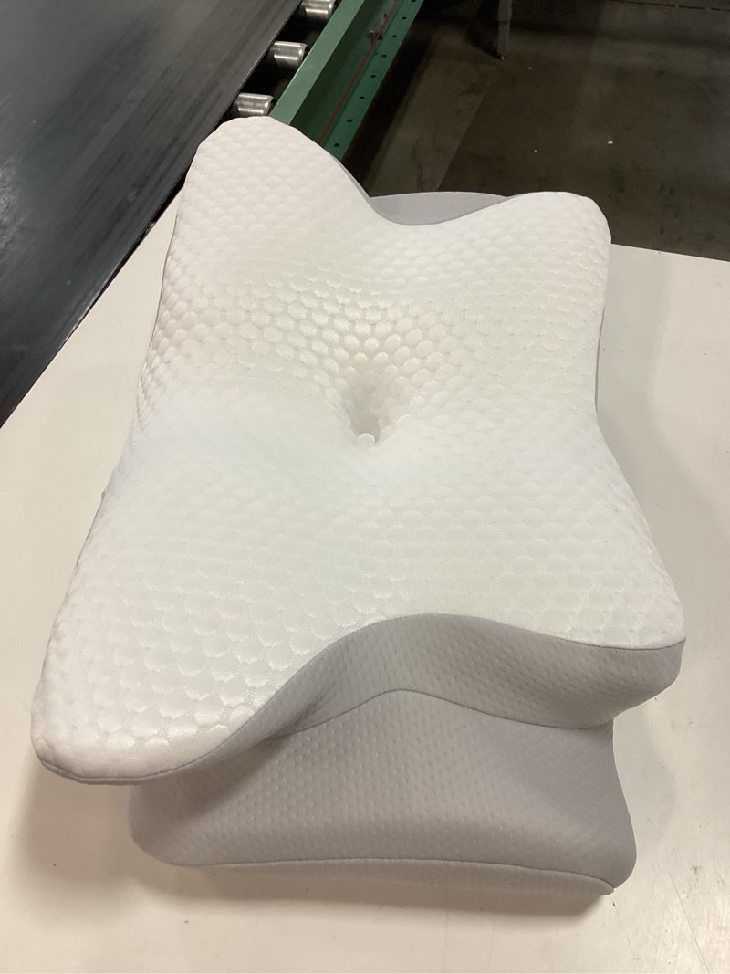 Condition photo showing Good Condition for cervical neck pillow for pain relief, ergonomic contour pillow, orthopedic memory foam neck support pillow for side, back & stomach sleepers off-white