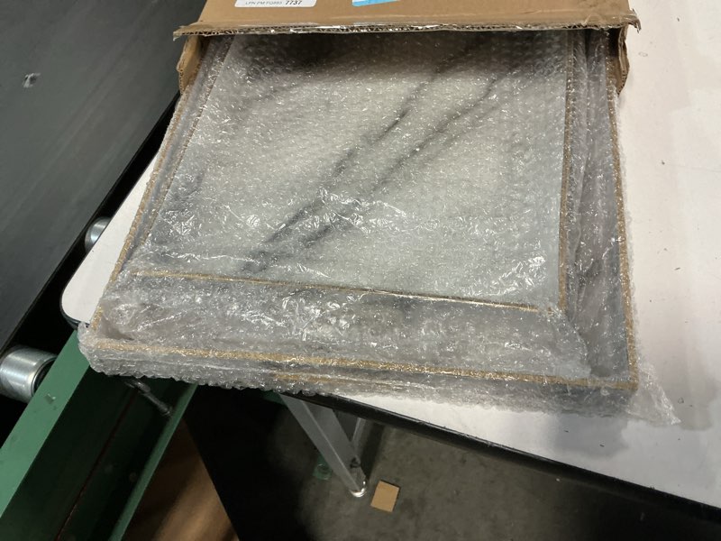 Condition photo showing New/Like New for serving tray, set of 2 plastic marble coffee table tray 18.9"x13.7"x1.6"/15.7"x11.8"x1.6" food trays for eating on lap coffee tray with handles rectangular decorative trays,tea trays for serving grey-white set of 2