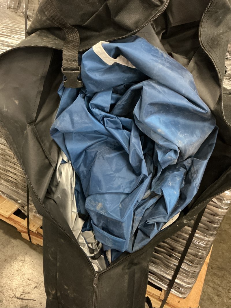 Condition photo showing As Is for master forge 12-ft x 12-ft square blue pop-up canopy