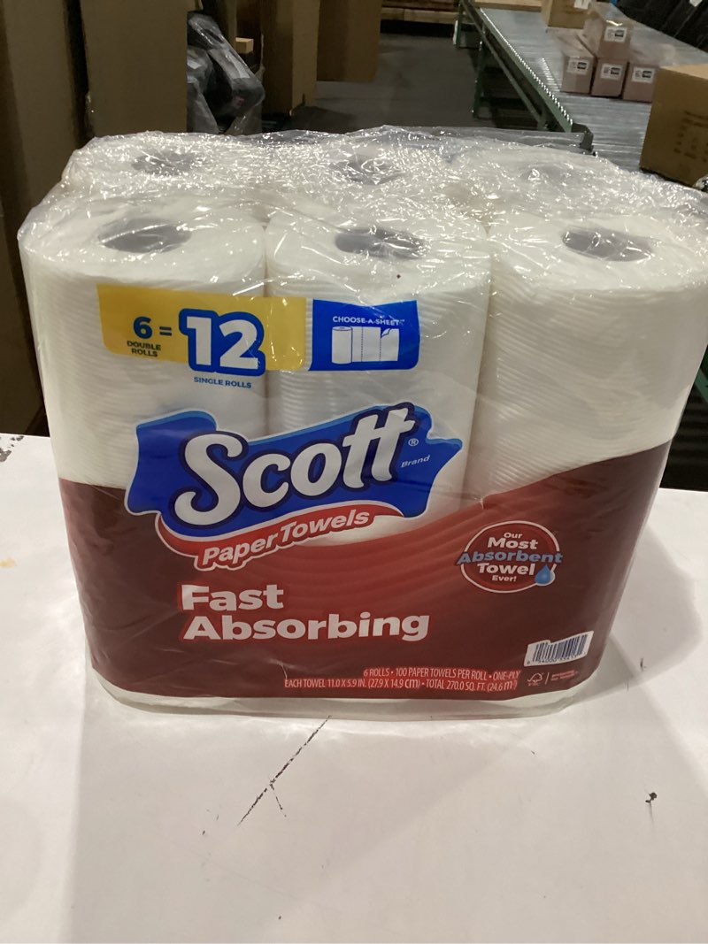 Condition photo showing New/Like New for Scott Paper Towels, Choose-A-Sheet, 6 Double Rolls = 12 Regular Rolls (100 Sheets Per Roll)